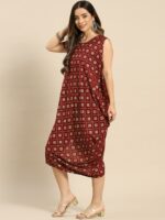 MABISH by Sonal Jain Floral Printed Gotta Patti Asymmetric Cowl Sheath Midi Dress - Image 3