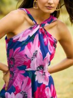 MABISH by Sonal Jain Floral Printed Halter Neck Georgette Fit & Flare Dress - Image 2