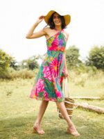 MABISH by Sonal Jain Floral Printed Halter Neck Georgette Fit & Flare Dress - Image 5