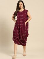 MABISH by Sonal Jain Geometric Printed Gotta Patti Asymmetric Cowl Sheath Midi Dress
