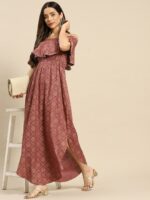 MABISH by Sonal Jain Off-Shoulder Layered Ethnic Maxi Dress - Image 5