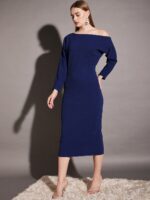 MABISH by Sonal Jain Off-Shoulder Long Sleeves Sheath Midi Dress - Image 4