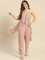 MABISH by Sonal Jain Pink Printed Basic Jumpsuit with Layered