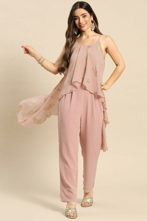 MABISH by Sonal Jain Pink Printed Basic Jumpsuit with Layered