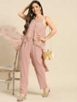 MABISH by Sonal Jain Pink Printed Basic Jumpsuit with Layered - Image 5