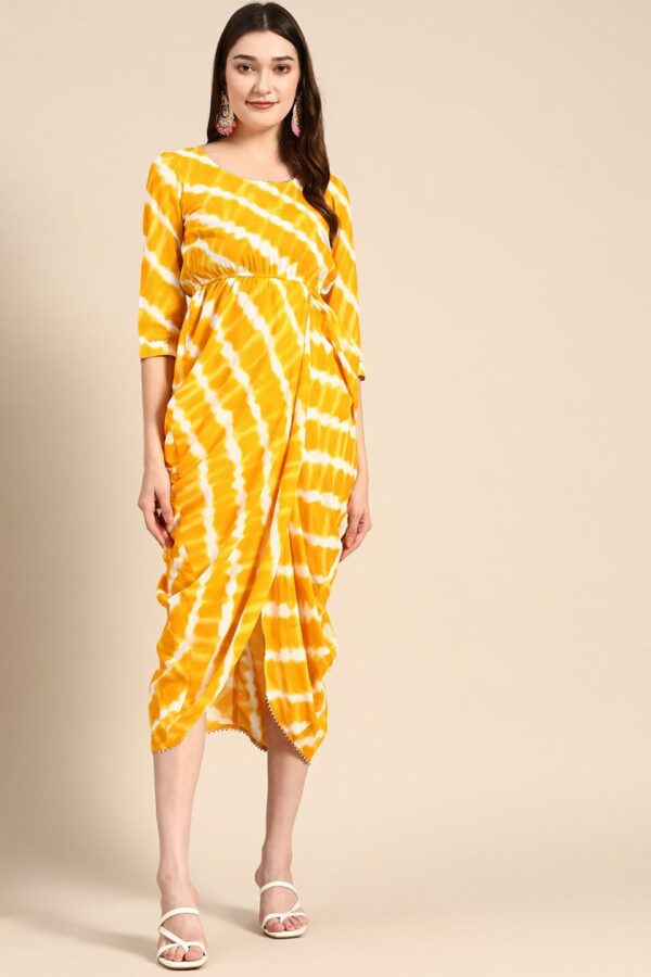 MABISH by Sonal Jain Striped Overlap Midi Ethnic Dress
