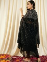 MABISH by Sonal Jain V-Neck Sleeveless Crop Top With Draped Skirt & Cape - Image 4