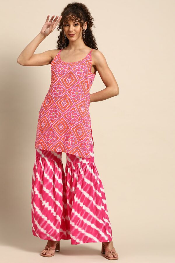 MABISH by Sonal Jain Women Bandhani Printed Kurti With Sharara