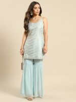 MABISH by Sonal Jain Women Blue Printed Kurta with Sharara - Image 6
