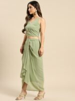 MABISH by Sonal Jain Women Green Printed Top with Pleated Skirt & Jacket - Image 5