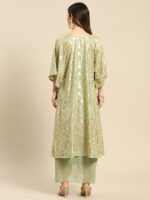 MABISH by Sonal Jain Women Green Printed Top with Pleated Skirt & Jacket - Image 7