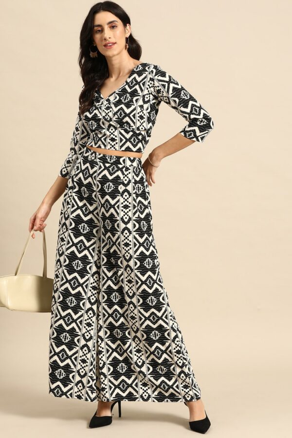 MABISH by Sonal Jain Women Printed Warp Crop Top with Palazzos