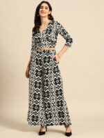 MABISH by Sonal Jain Women Printed Warp Crop Top with Palazzos - Image 4