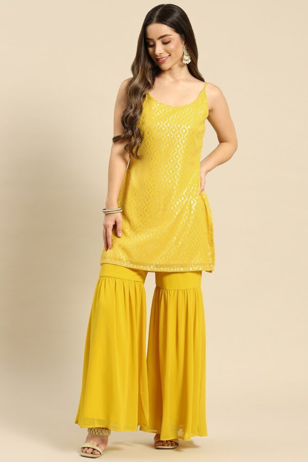 MABISH by Sonal Jain Women Yellow Ethnic Motifs Printed Kurta with Sharara