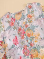 Anouk Floral Printed Thread Work V-Neck Kurta With Dhoti Pants & Dupatta - Image 2