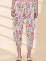 Anouk Floral Printed Thread Work V-Neck Kurta With Dhoti Pants & Dupatta - Image 7