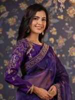 House of Pataudi Embellished Sequinned Pure Organza Saree - Image 6