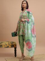 KETCH Floral Printed Regular Kurti & Dhoti Pants With Dupatta
