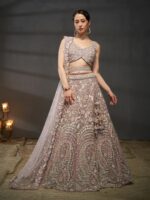 Lavender - Rakul Preet Wear Wedding Multi Sequins Heavy Zarkan Net Embroidered Semi-Stitched Bridal Lehenga choli