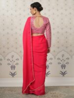 Ode by House of Pataudi Embroidered Pearls Gotta Patti Satin Saree - Image 5