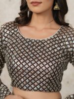 Ode by House of Pataudi Embroidered Satin Saree - Image 7