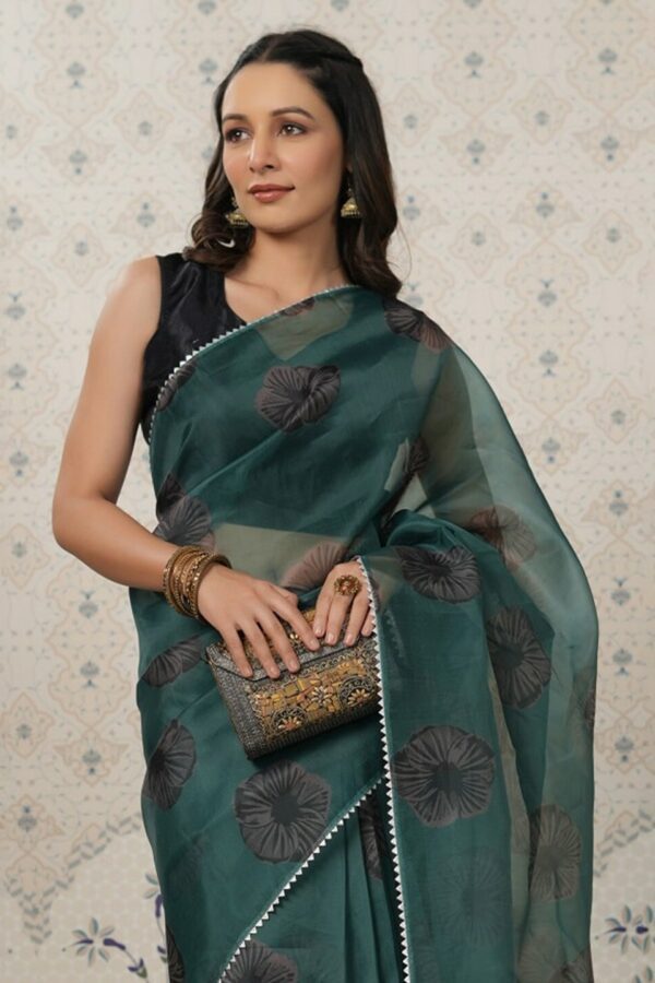 Ode by House of Pataudi Floral Gotta Patti Organza Saree