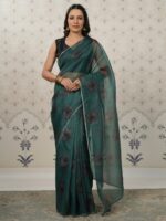 Ode by House of Pataudi Floral Gotta Patti Organza Saree - Image 2