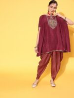Sangria Women Ethnic Motifs Embroidered Sequinned Kurta with Dhoti Pants - Image 2