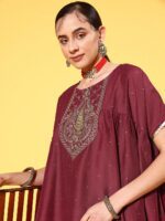 Sangria Women Ethnic Motifs Embroidered Sequinned Kurta with Dhoti Pants - Image 3