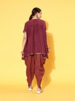 Sangria Women Ethnic Motifs Embroidered Sequinned Kurta with Dhoti Pants - Image 5