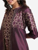 Vishudh Mauve Printed Top With Skirt And Jacket Co-Ord Set - Image 2