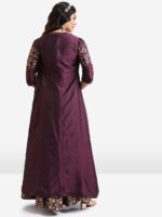 Vishudh Mauve Printed Top With Skirt And Jacket Co-Ord Set - Image 5