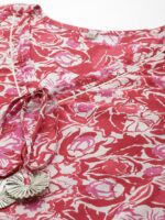 A PLUS BY AHALYAA Plus Size Floral Printed Puff Sleeves Pure Cotton Maxi Ethnic Dress - Image 2