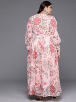 A PLUS BY AHALYAA Plus Size Floral Printed Wrap Maxi Ethnic Dress - Image 5