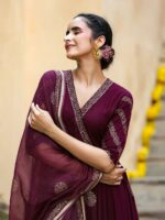 GILLORI Ethnic Motifs Printed Gotta Patti Angrakha Anarkali Kurta with Trousers & Dupatta - Image 2