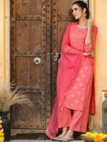 GILLORI Ethnic Motifs Printed Gotta Patti Kurta with Trousers & Dupatta