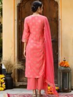 GILLORI Ethnic Motifs Printed Gotta Patti Kurta with Trousers & Dupatta - Image 4