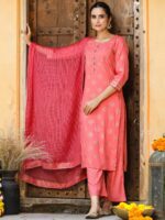 GILLORI Ethnic Motifs Printed Gotta Patti Kurta with Trousers & Dupatta - Image 5