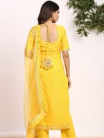 GILLORI Striped Embroidered Gotta Patti Kurta & Trousers With Dupatta - Image 4