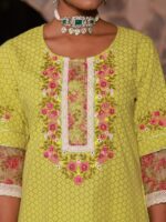 Juniper Floral Printed Gotta Patti Straight Kurta With Palazzos & Dupatta - Image 2