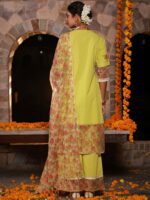Juniper Floral Printed Gotta Patti Straight Kurta With Palazzos & Dupatta - Image 4