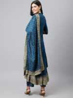 Khushal K Women Blue Ethnic Motifs Empire Kurta with Trousers & With Dupatta - Image 6