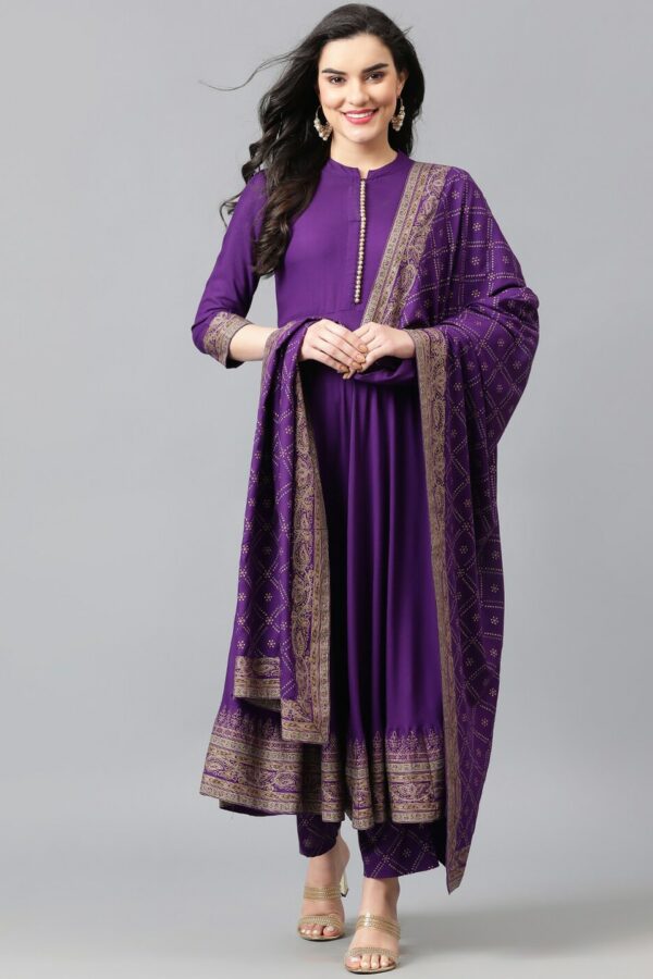 Khushal K Women Ethnic Motifs Printed Empire Kurta with Palazzos & With Dupatta