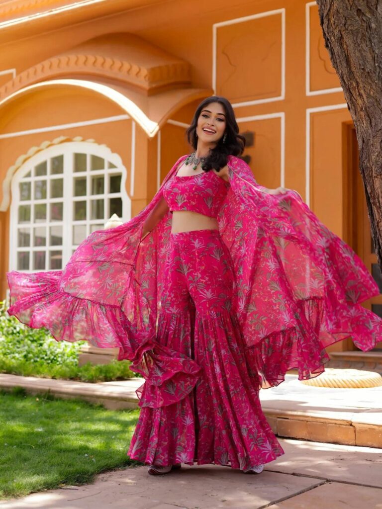 GEORGETTE CAPE SHARARA SET