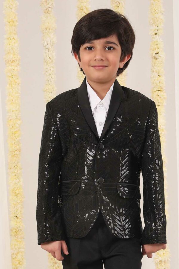 Boy's Black Embellished Blazer