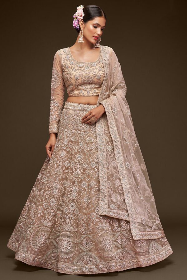 FABPIXEL Embroidered Semi-Stitched Lehenga & Unstitched Blouse With Dupatta