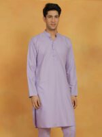 Men's Lavender Cotton Silk Kurta