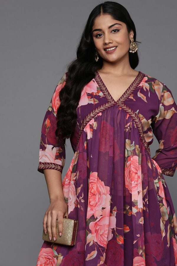 A PLUS BY AHALYAA Women Plus Size Printed Ethnic Co-Ords