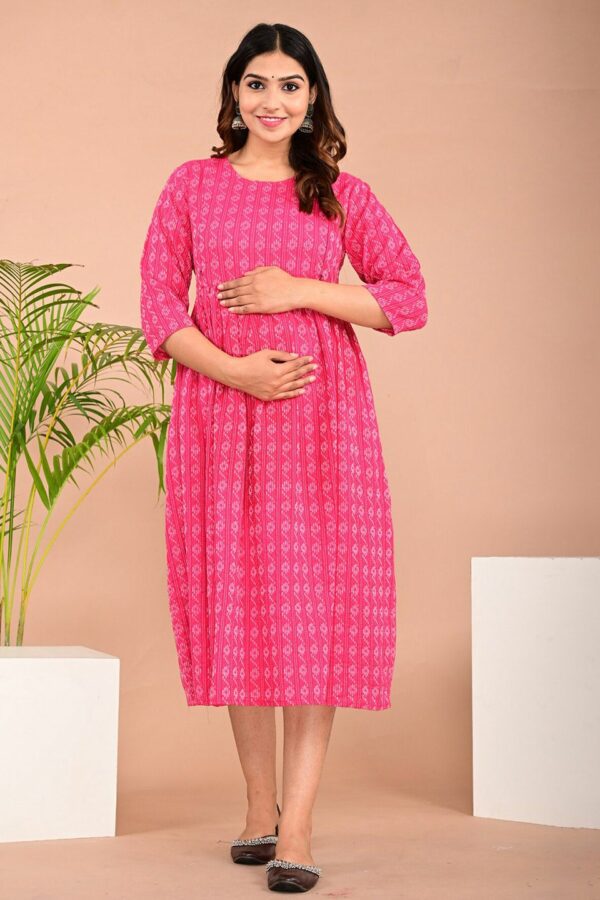 BAESD Ethnic Motifs Printed Gathered Anarkali Maternity Ethnic Dress