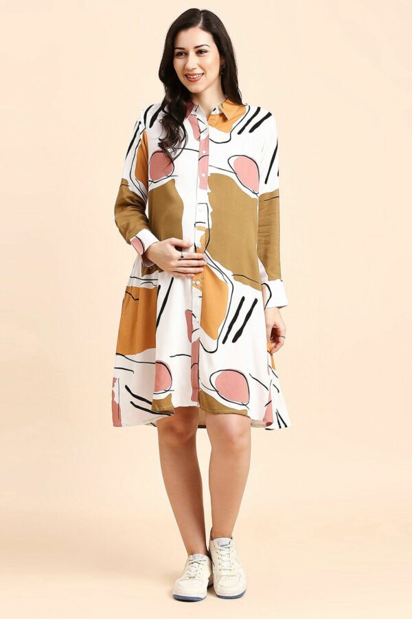 MomToBe Abstract Print Maternity A-Line Dress